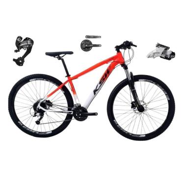 Imagem de Bicicleta Aro 29 Ksw Xlt 27v Câmbios Shimano Altus Freios Hidráulicos Garfo Com Trava - Laranja/Branco