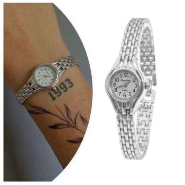 Imagem de Relógio Prata Feminino De Pulso Quartz Luxo Minimalista Pequeno - CHAY