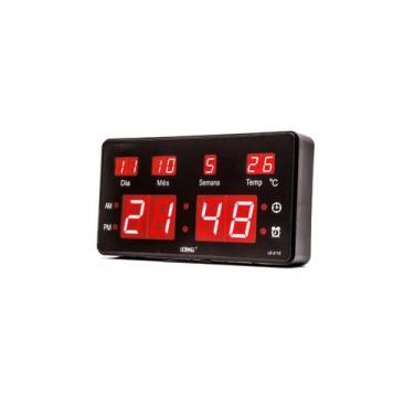 Imagem de Relógio De Parede Mesa Data Calendário Digital Led 20Cm - Lelong