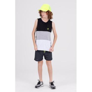 Imagem de Conjunto Regata Infantil Tricolor Preto - Vida Costeira Oficial, Preto