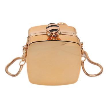 Imagem de Mini Bolsa de Ombro OEM Yb-001 em Metal 6 e 5x6 e 5x3 e 5cm Dourado Quadrada com Espelh...