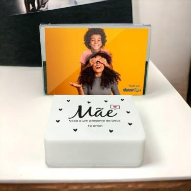 Imagem de Luminária Box Porta Retrato Mãe, Presente de Deus Tpc com Sistema de Iluminação Integrado LED 5V e Alimentação por Cabo