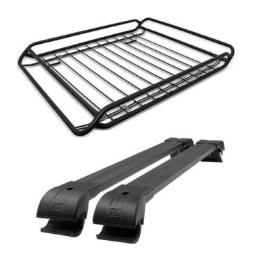 Imagem de Par De Travessa Larga Bagageiro Maleiro Gradeado 100X80 - XRACK, Preto