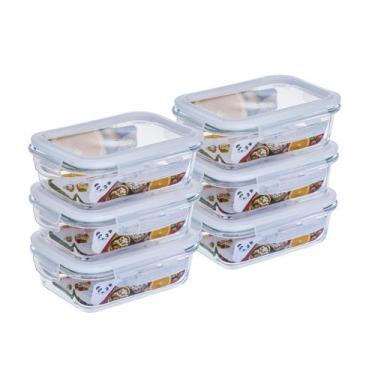 Imagem de Kit 6 potes Hermeticos 640ml Branco GATO PANDA IMPORT