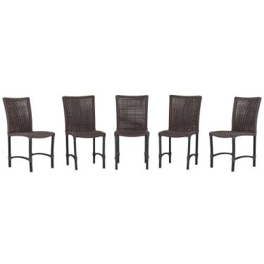 Imagem de 5 Cadeiras de Jantar Cannes de Alumínio com Pintura Preta e Trama Tela