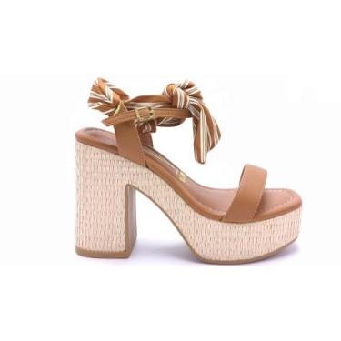 Imagem de Sandália Feminina Plataforma com Laço Vizzano 6541.103, Camel branco o
