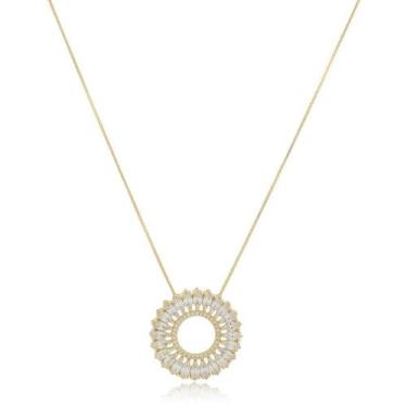 Imagem de Colar mandala zirconia cravejada banhado a ouro 18k - Della Fiori Semi