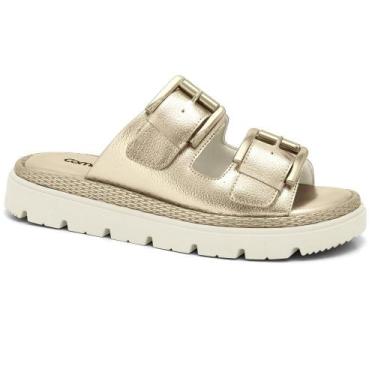Imagem de Tamanco comfortflex fivela dupla ref 2446402 feminino, 35, Ouro