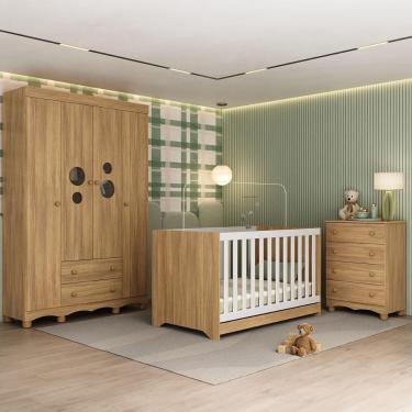 Imagem de Quarto de Bebê Completo com Berço Americano 3 em 1 Suspiro MP4620 4 Portas 6 Gavetas Ma...