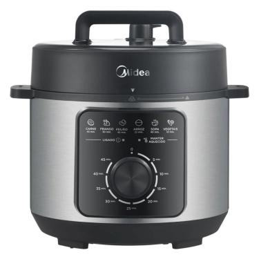 Imagem de Panela de Pressão Elétrica Midea 4L Preta e Inox com Função 4 em 1 e Itens de Cozinha 110V