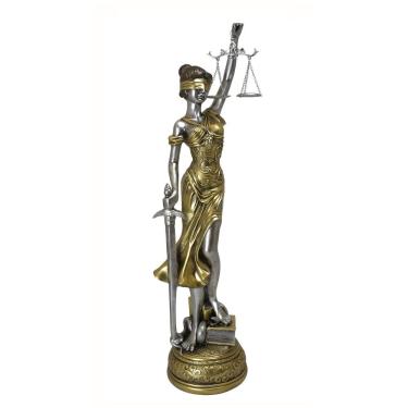 Imagem de Escultura Decorativa Dama da Justiça em Resina Prata e Dourado 75cm 16959-PL