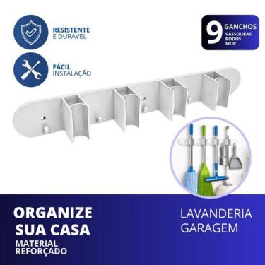Imagem de Suporte Organizador Porta Vassouras Mop Rodo Pá Lavanderia Branco - Mi