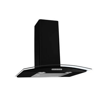 Imagem de Coifa de Parede Fogatti Vidro Curvo Duto Slim Black 60cm com LED e Filtro de Alumínio Preto 220V
