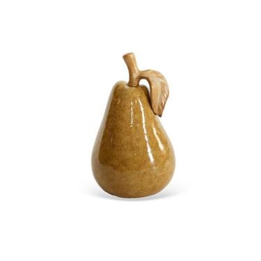 Imagem de Peça Decorativa Pêra em Cerâmica Marrom 14cm CT0202 BTC