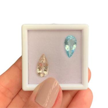 Imagem de 2ø  5,56ct - Água Marinha + Morganita Gota - ENE2ESE