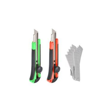 Imagem de Kit Com 2 Estiletes Emborrachados Largo mais 10 Lâminas 18 Mm - Gadan