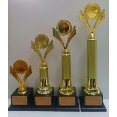 Imagem de Kit com 4 troféus de disco liso (23 cm, 34 cm, 40 cm, 46 cm). - Jebs