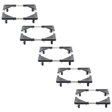 Imagem de Suporte com Rodinhas SU-RODA Ajustável Aço Inox Base Antiderrapante para Eletrodomésticos Preto Economia Solar Kit 5