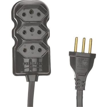 Imagem de Extensao Eletrica 3 Tomadas De 3 Metros Tripolar Branca 10a - Forlux
