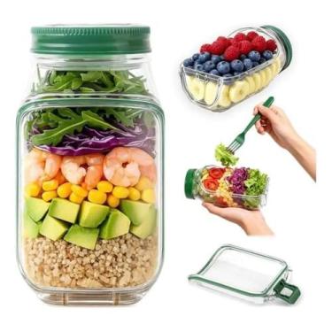 Imagem de Pote Salada Com Tampa E Molheira Portátil - COPO DE REFEICAO
