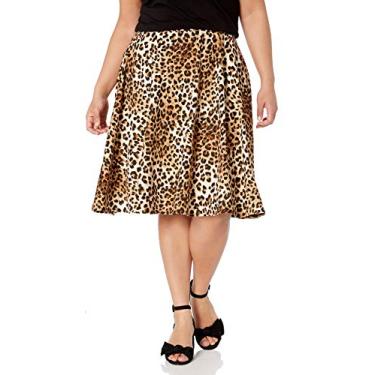 Imagem de Star Vixen Saia patinadora feminina plus size na altura do joelho, Estampa de leopardo, 3G
