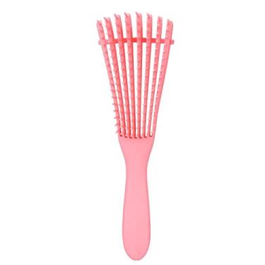 Imagem de Escova Polvo Para Cabelos Cacheados e Crespos Desembaraçadora Anti-Quebra 8 Pontas Flexíveis Pente Polvo Escova Polvo p/ Cabelo Ondulado, Cacheado e Crespo Dedoliss (Rosa-Chiclete)