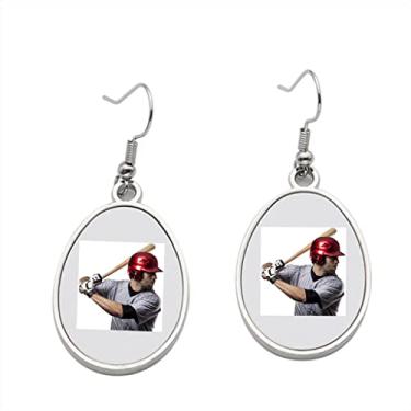 Imagem de Brinco de jogador de beisebol – Brincos pendurados para meninas – Presente de festa de aniversário dos namorados, Metal, Sem pedras preciosas