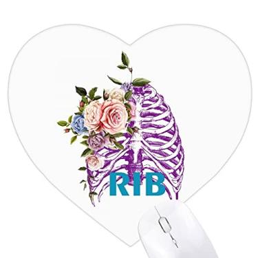 Imagem de Mousepad com corpo torácico canelado com flores e coração, tapete de borracha para escritório