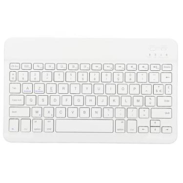 Imagem de Teclado francês, teclado sem fio estilo tesoura textura de metal escovado portátil ultra fino 10 polegadas ampliado para tablet para desktop para laptop