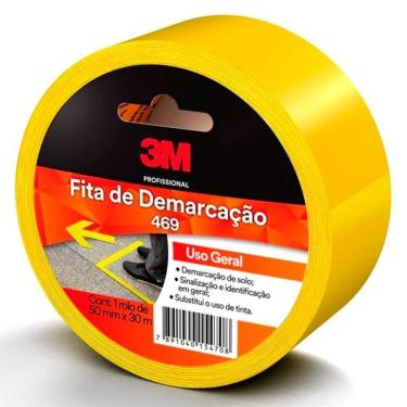 Imagem de Fita Adesiva 3M para Demarcação 469, Uso Geral, 50mmX30m, Amarela