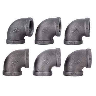 Imagem de Cotovelos industriais de 9,5 mm (3/4 polegada), encaixe de tubos para montagem de mesas, cadeiras, prateleiras e móveis personalizados, serve para tubos de 1,9 cm, pacote com seis cotovelos