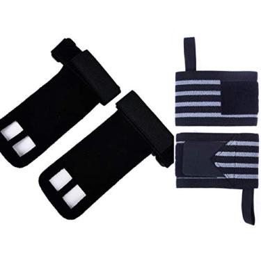 Imagem de Kit Munhequeiras Profissional (Par) + Luva Hand Grip Couro (Par)