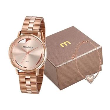 Imagem de Kit Relógio Feminino Analógico com Pulseira Coração Rosé