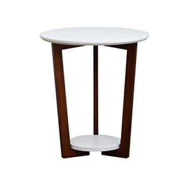 Imagem de Mesa lateral mesa de canto redonda mesa de centro sala de estar mesa lateral para casa moderna minimalista pequeno apartamento varanda mesa de canto prateleira de madeira mesa de chá mesa de centro