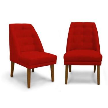 Imagem de Kit 2 Cadeiras De Jantar Paris Suede Vermelho - Meular Decor - Meu Lar