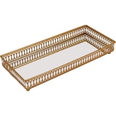 Imagem de ZAREE BANDEJA 4x30x13cm METAL DOURADO ESPELHADO