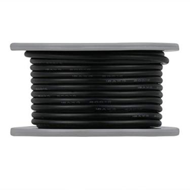 Imagem de BINNEKER carretel de fio de silicone de calibre 18 preto 100 pés ultra flexível de alta temperatura 200 graus C 600 V 18 AWG fio de borracha de silicone 150 fios de fio de cobre estanhado para modelo de baixa impedância