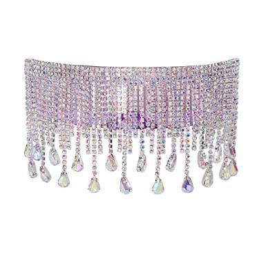 Imagem de Óculos de sol grandes óculos de sol feminino luxo borla cristal diamante óculos de sol máscara steampunk óculos de proteção para os olhos sombra, 3, tamanho único