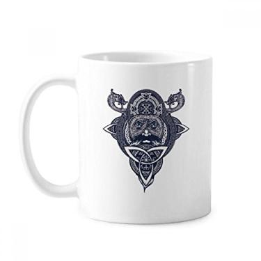 Imagem de Caneca chinesa com estampa de cabeça de pessoas de dragão chinês cerâmica xícara de porcelana de café louça