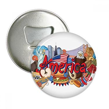 Imagem de Eagle Liberty Burger America Graffiti abridor de garrafas ímã de geladeira emblema multifuncional