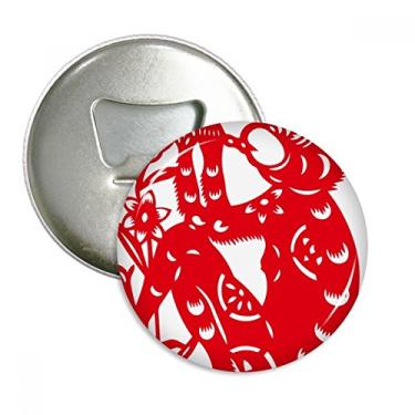 Imagem de Papercut Emblema multifuncional com estampa de macaco do zodíaco, flores da China, abridor de garrafas