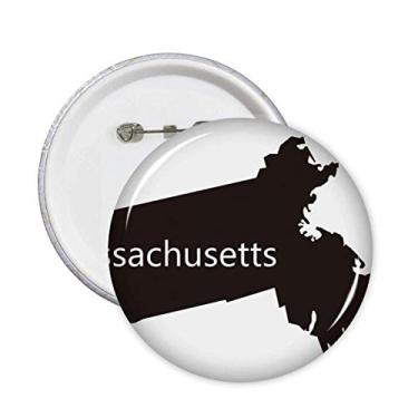 Imagem de Massachusetts Mapa dos EUA Traço Broche Emblema Botão Decoração Acessório 5 peças