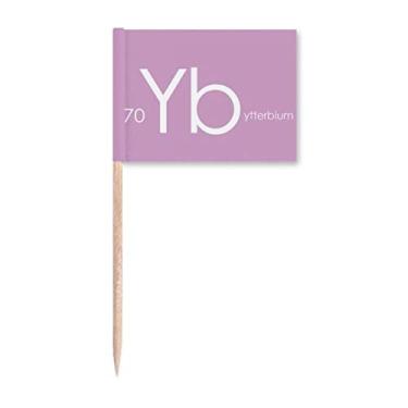 Imagem de Elementos Químicos Mesa Period Lanthanide Ytterbium Yb Bandeiras de palito de dente Marcador Topper Decoração de Festa