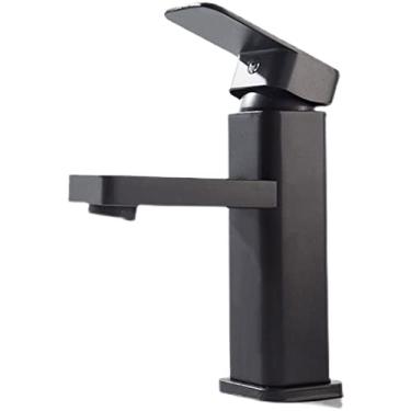 Imagem de LIDON Torneira de banheiro torneira de pia preta torneira de pia preta banheiro 1 furo torneira de furo único torneira de lavatório preta torneira de bacia para pia, cromo B (cor: preto A)