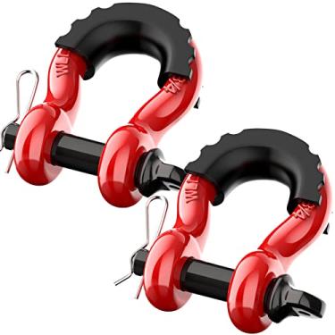 Imagem de D Ring Shackles 3/4" Heavy Duty 4.75 Ton Screw Pin Anchor Shackles Universal Fit for Off-Road Bumper and Vehicle Recovery Rigging Point Tow Shackle Red Color Clevis Shackle-2Pk
