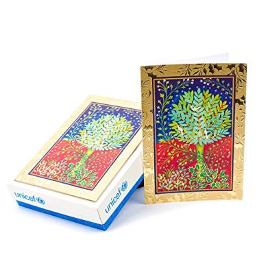 Imagem de Cartões de Natal Hallmark UniCEF em caixa, árvore de azevinho pacífica (20 cartões e 21 envelopes)