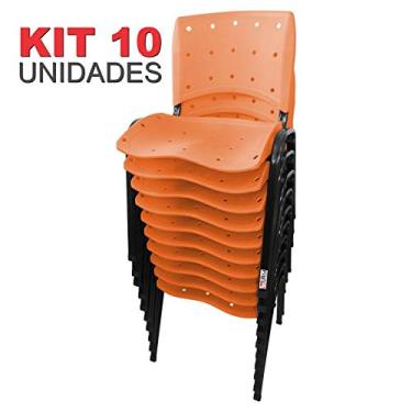 Imagem de Cadeira Empilhável Plástica Laranja Anatômica 10 Unidades - ULTRA Móveis