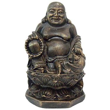 Imagem de Buda Chines Flor De Lotos Resina 17 cm + Incenso
