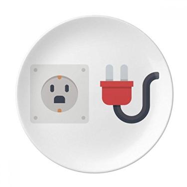 Imagem de Tomada de plugue padrão diagrama placa decorativa de porcelana salver louça de jantar