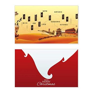 Imagem de Camel Desert Along the Way to the Silk Road Map Holiday Holiday Merry Christmas Cartões de parabéns Mensagem de Natal